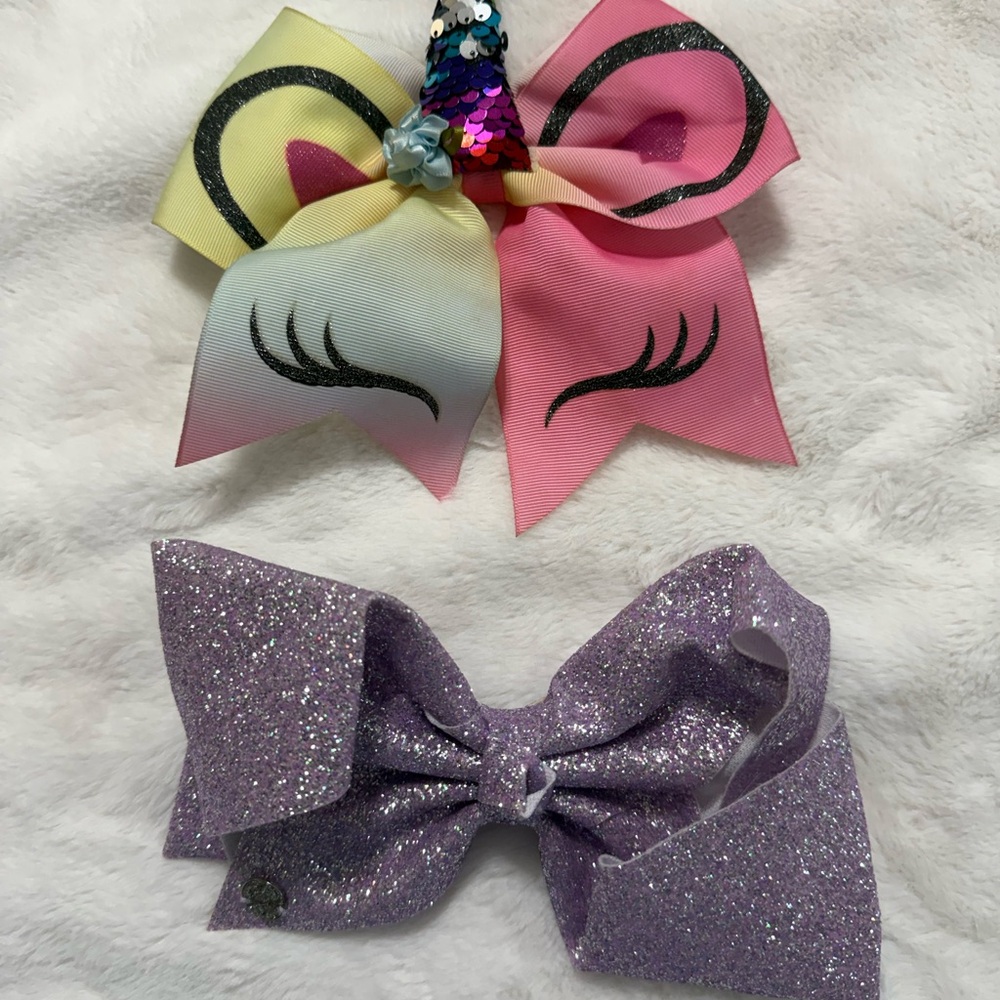 Large Unicorn and Glitter Bow Set for Kids